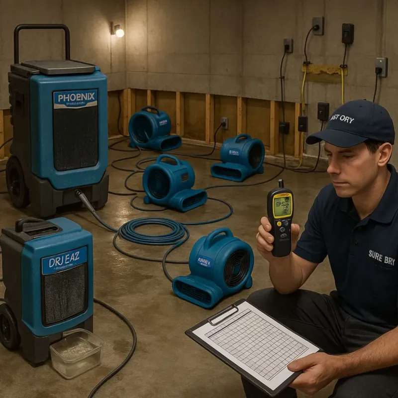 Structural Drying and Dehumidification process in Eunice, LA